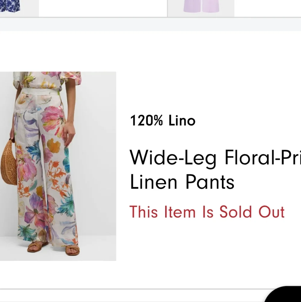 Women's 120% Lino Floral Linen Pants, Size 48 (XL) - Picture 10 of 10